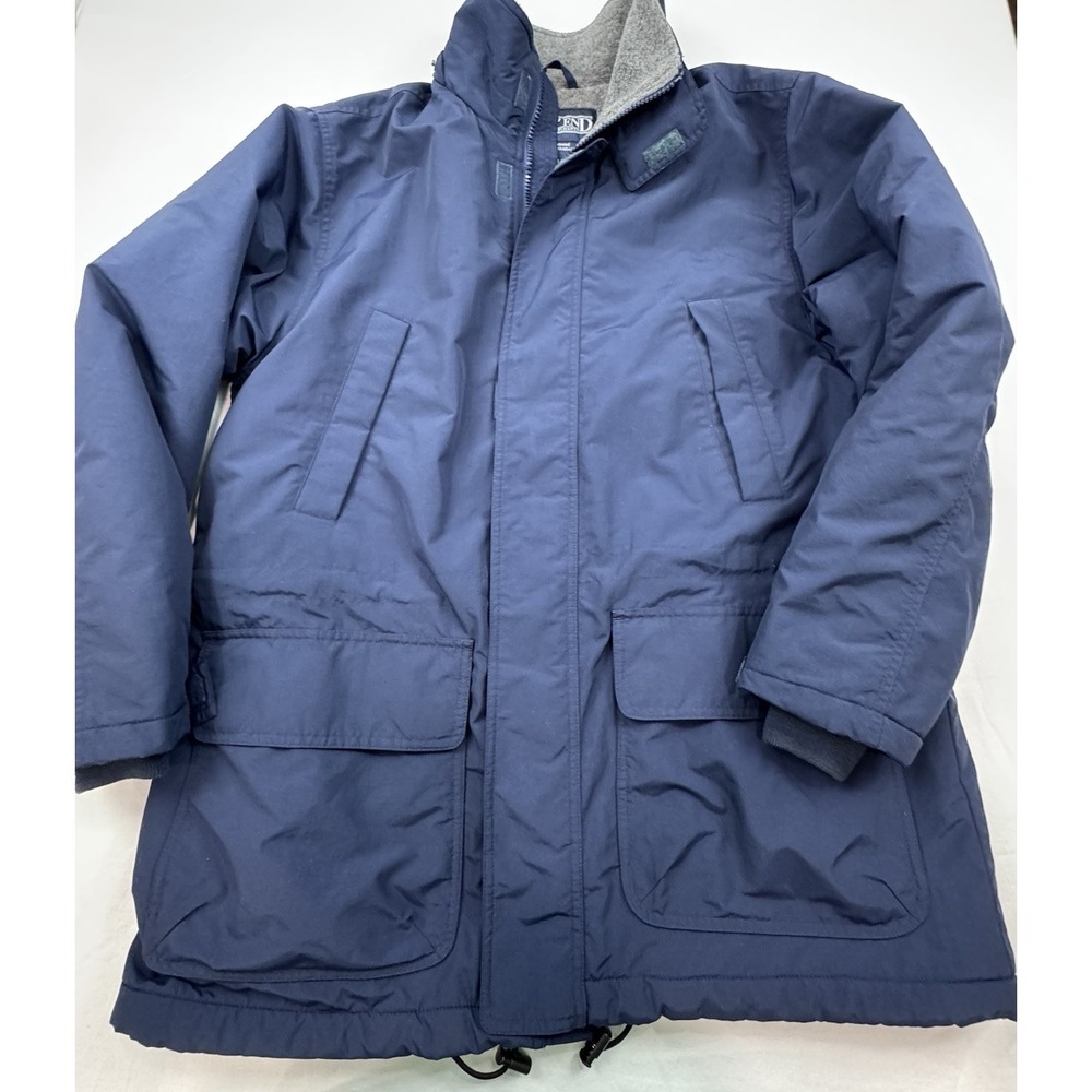 Vtg 90's Lands' End Squall Parka Jacket Men's Sz L 42/44 Navy Blue Fleece Lined